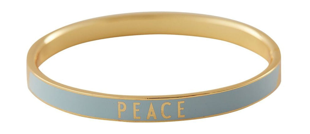 Design Letters Word Candy Bangle Peace Brass Gold Platted, Light Blue