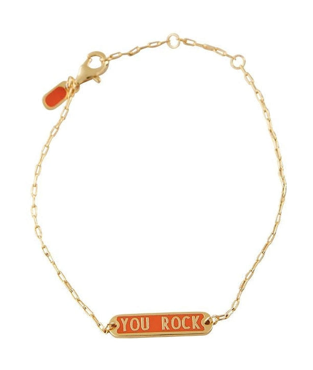 Design Letters Word Candy Bangle Your Rock Brass Gold Platted, Orange