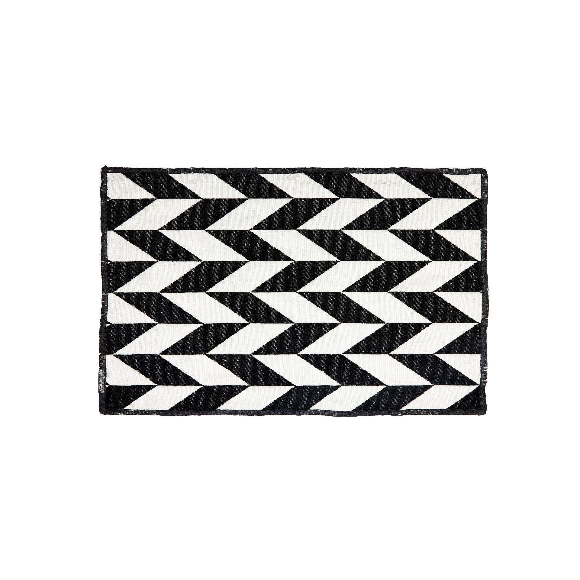 Dutchdeluxes Placemat Set Of 4 Black & White, Fishbone