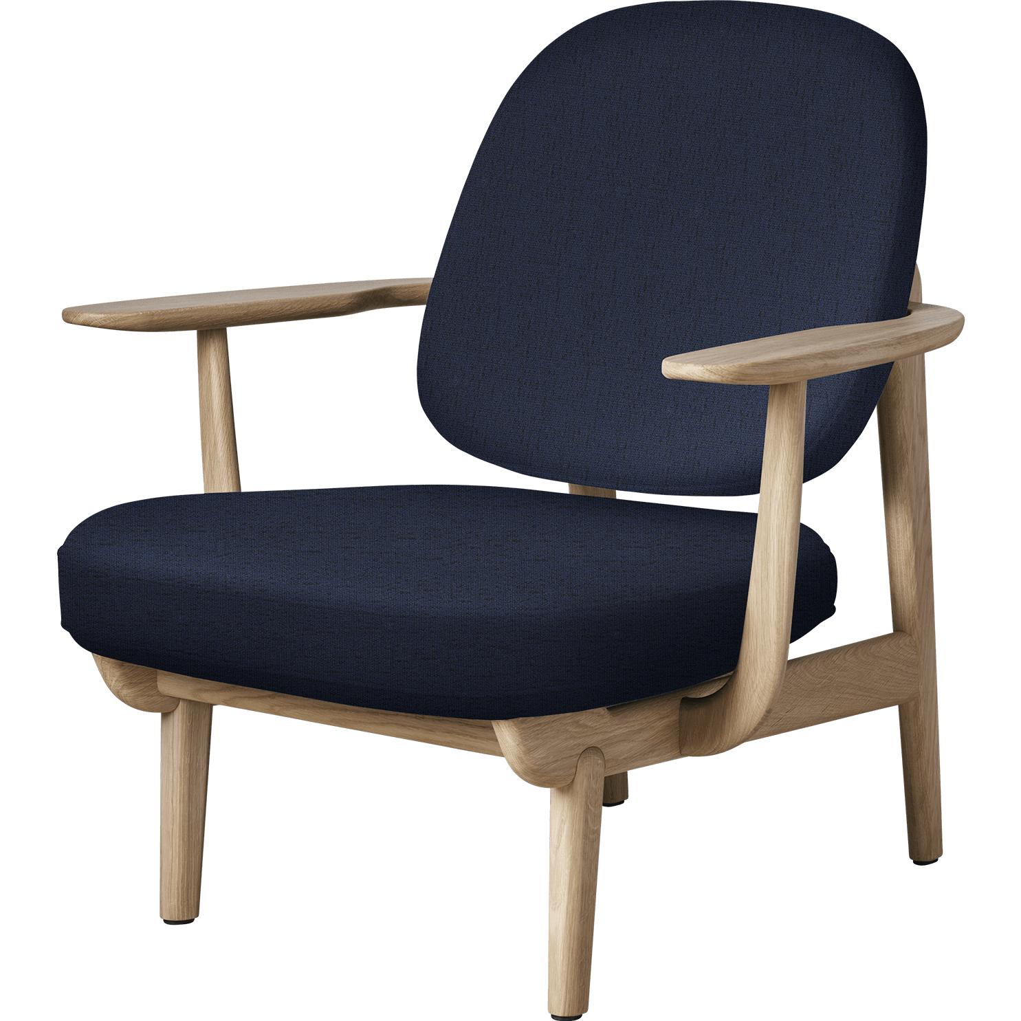 Fritz Hansen Jh97 Fred Lounge Chair Lacquered Oak, Blue