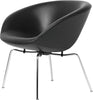 Fritz Hansen Aj Pot Lounge Chair Chromed Frame Leather, Black Aura Leather
