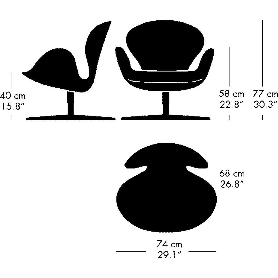 Fritz Hansen Svanen Lounge Chair Leather, Black/Essential Dark Brown