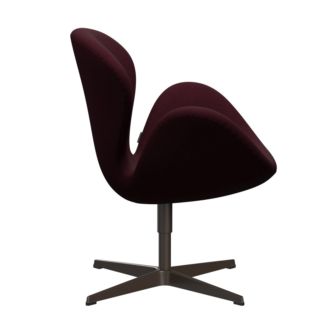 Fritz Hansen Swan Lounge Chair, Brown Bronze/Comfort Violet/Dark Red