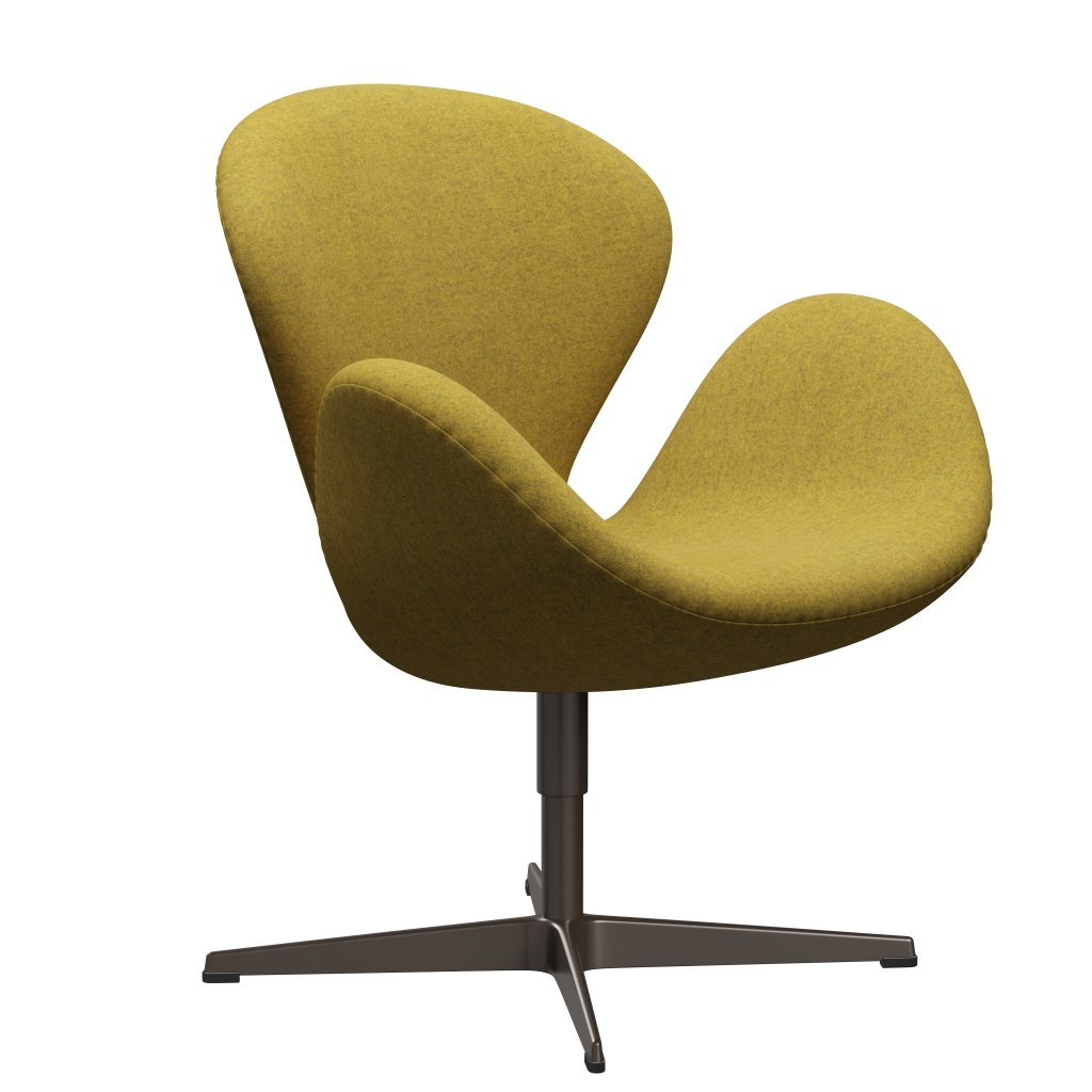 Fritz Hansen Swan Lounge Chair, Brown Bronze/Divina Melange Yellow