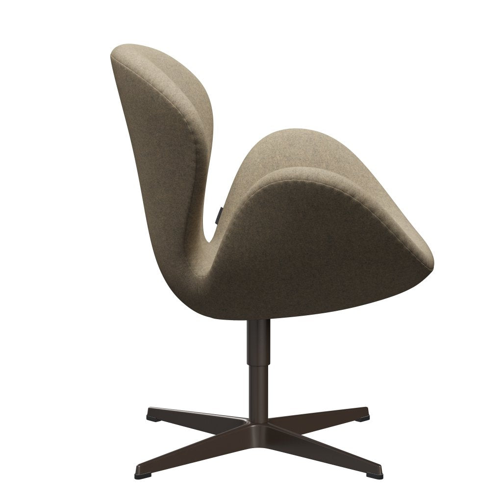 Fritz Hansen Swan Lounge Chair, Brown Bronze/Divina Melange Grey Sand