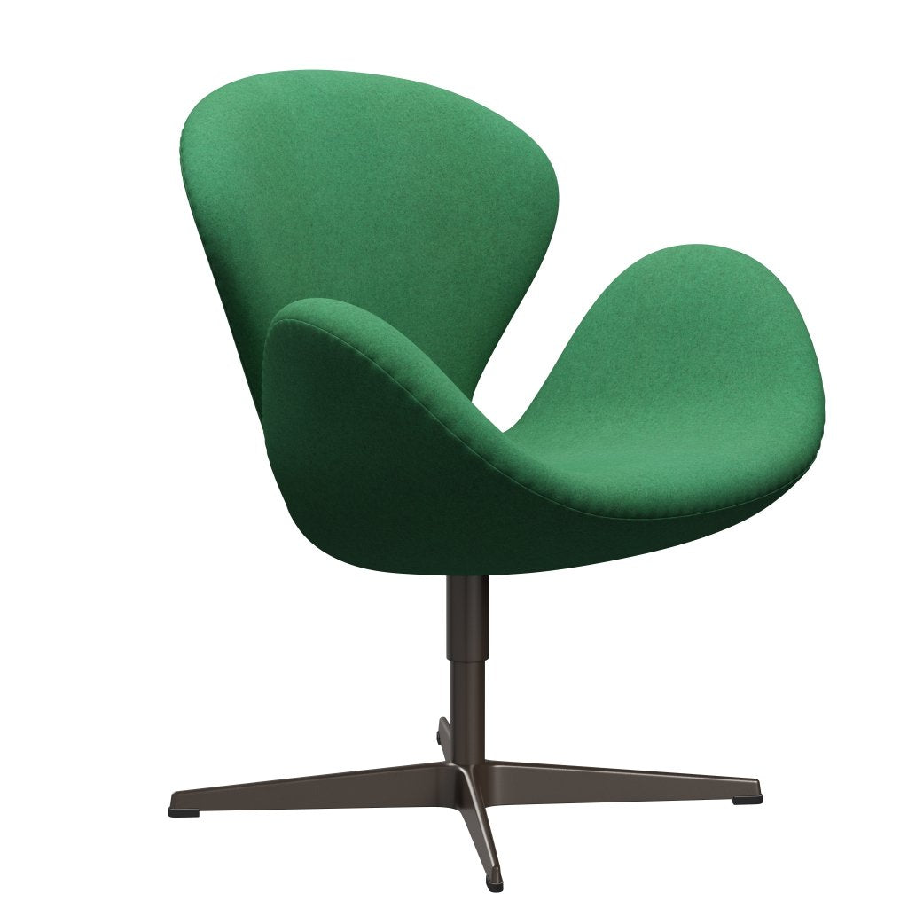 Fritz Hansen Swan Lounge Chair, Brown Bronze/Divina Melange Green