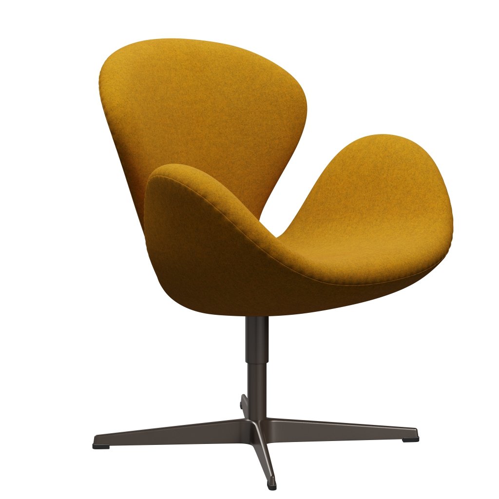 Fritz Hansen Swan Lounge Chair, Brown Bronze/Divina Melange Ochre Yellow