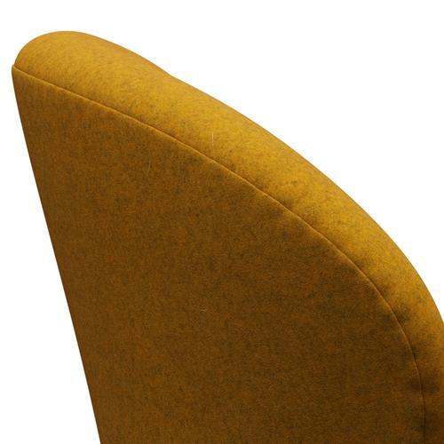 Fritz Hansen Swan Lounge Chair, Brown Bronze/Divina Melange Ochre Yellow