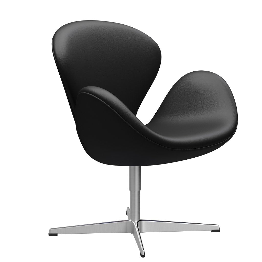 Fritz Hansen Swan Lounge Chair, Satin Brushed Aluminium/Aura Black
