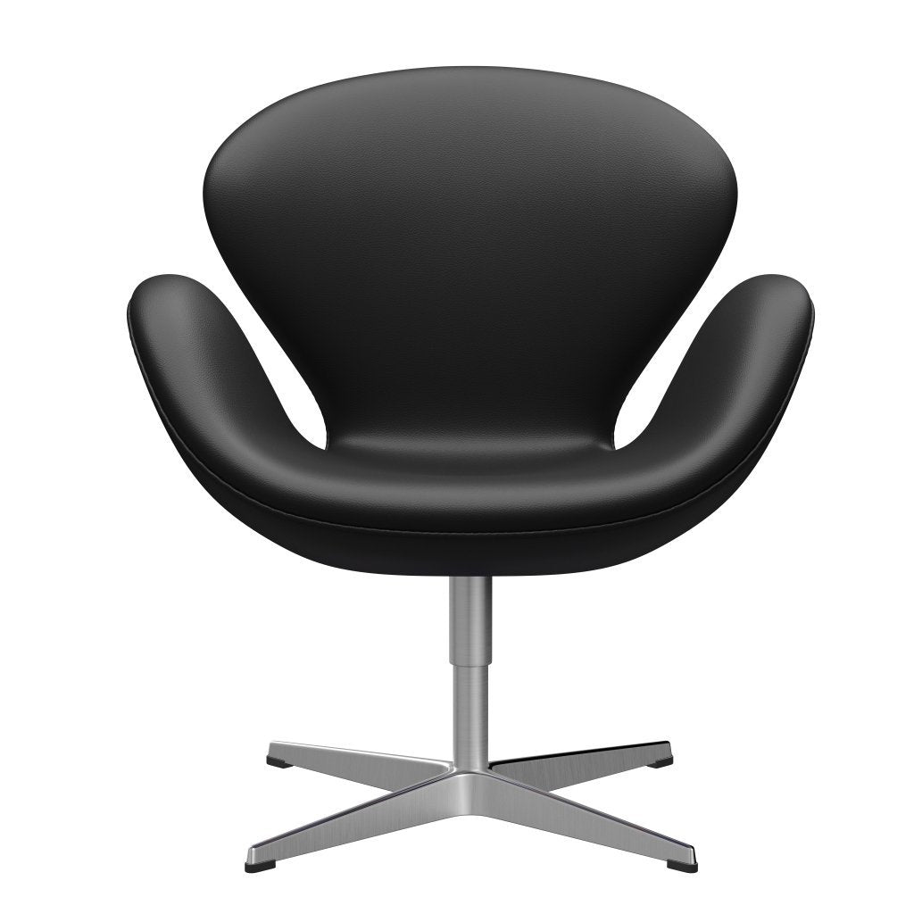 Fritz Hansen Swan Lounge Chair, Satin Brushed Aluminium/Aura Black