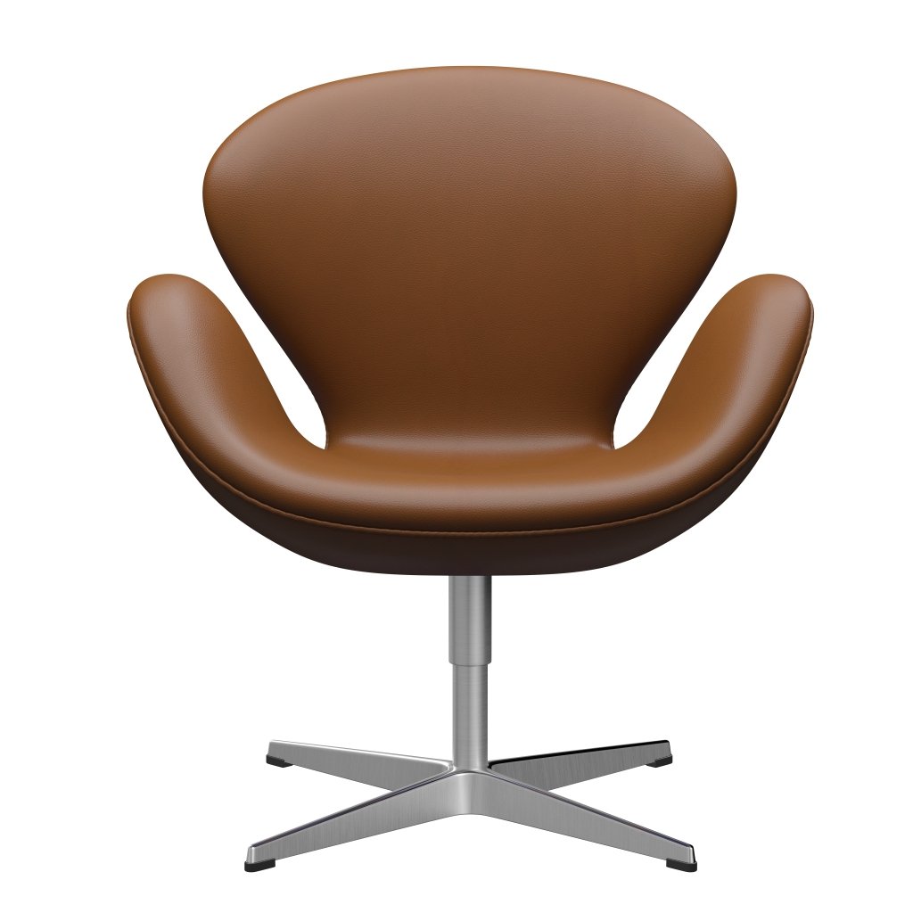 Fritz Hansen Swan Lounge Chair, Satin Brushed Aluminium/Aura Walnut