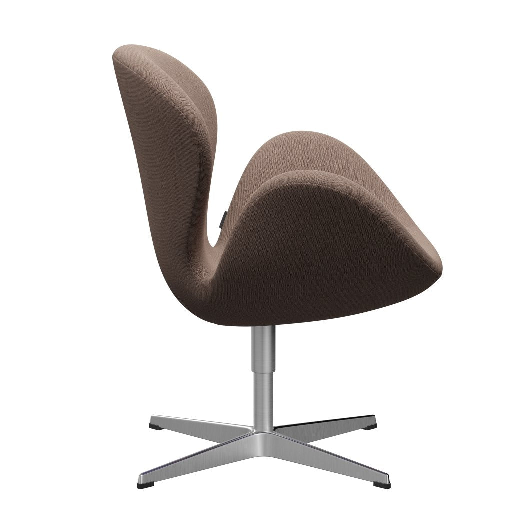 Fritz Hansen Swan Lounge Chair, Satin Brushed Aluminium/Capture Brown