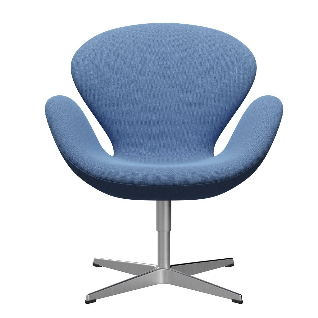 Fritz Hansen Swan Lounge Chair, Satin Brushed Aluminium/Capture Instant Blue