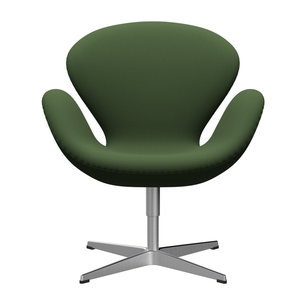Fritz Hansen Swan Lounge Chair, Satin Brushed Aluminium/Capture Moss Green
