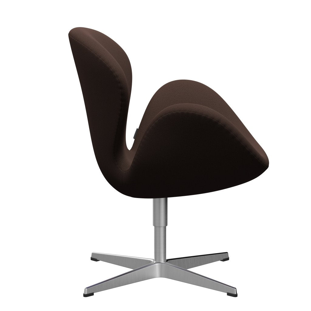 Fritz Hansen Swan Lounge Chair, Satin Brushed Aluminium/Capture Chocolate Brown