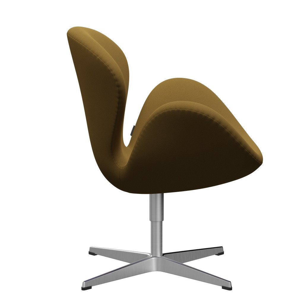 Fritz Hansen Swan Lounge Chair, Satin Brushed Aluminium/Capture Mustard Dark