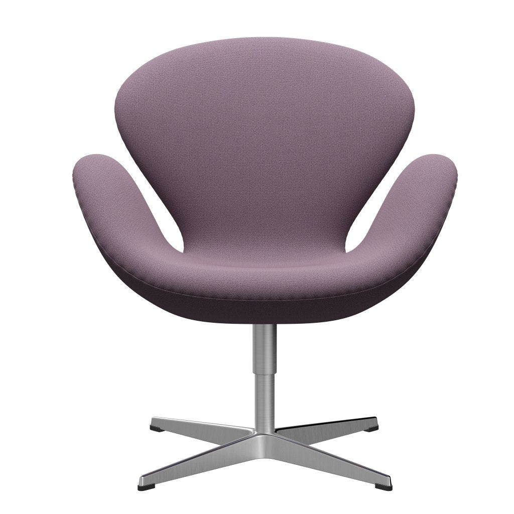 Fritz Hansen Swan Lounge Chair, Satin Brushed Aluminium/Capture Violet/Brown