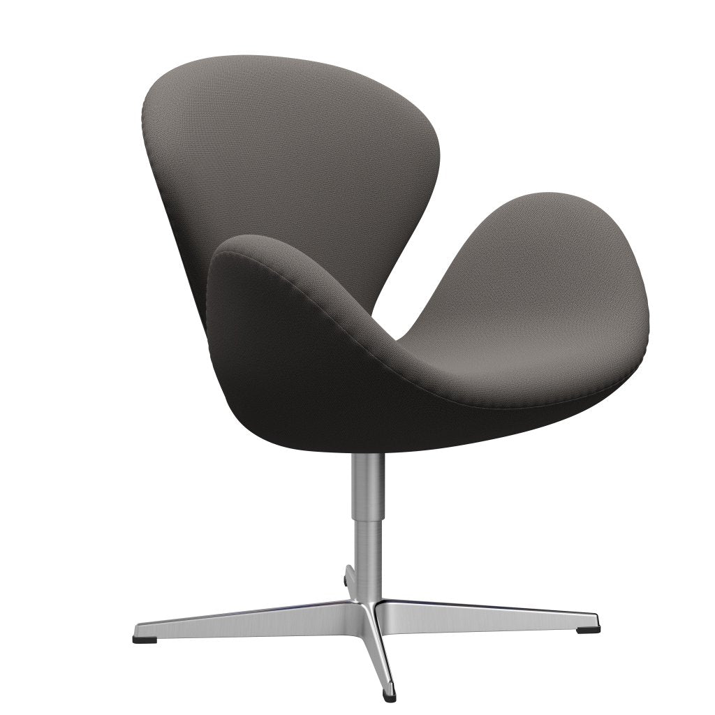 Fritz Hansen Swan Lounge Chair, Satin Brushed Aluminium/Capture Warm Dark Grey