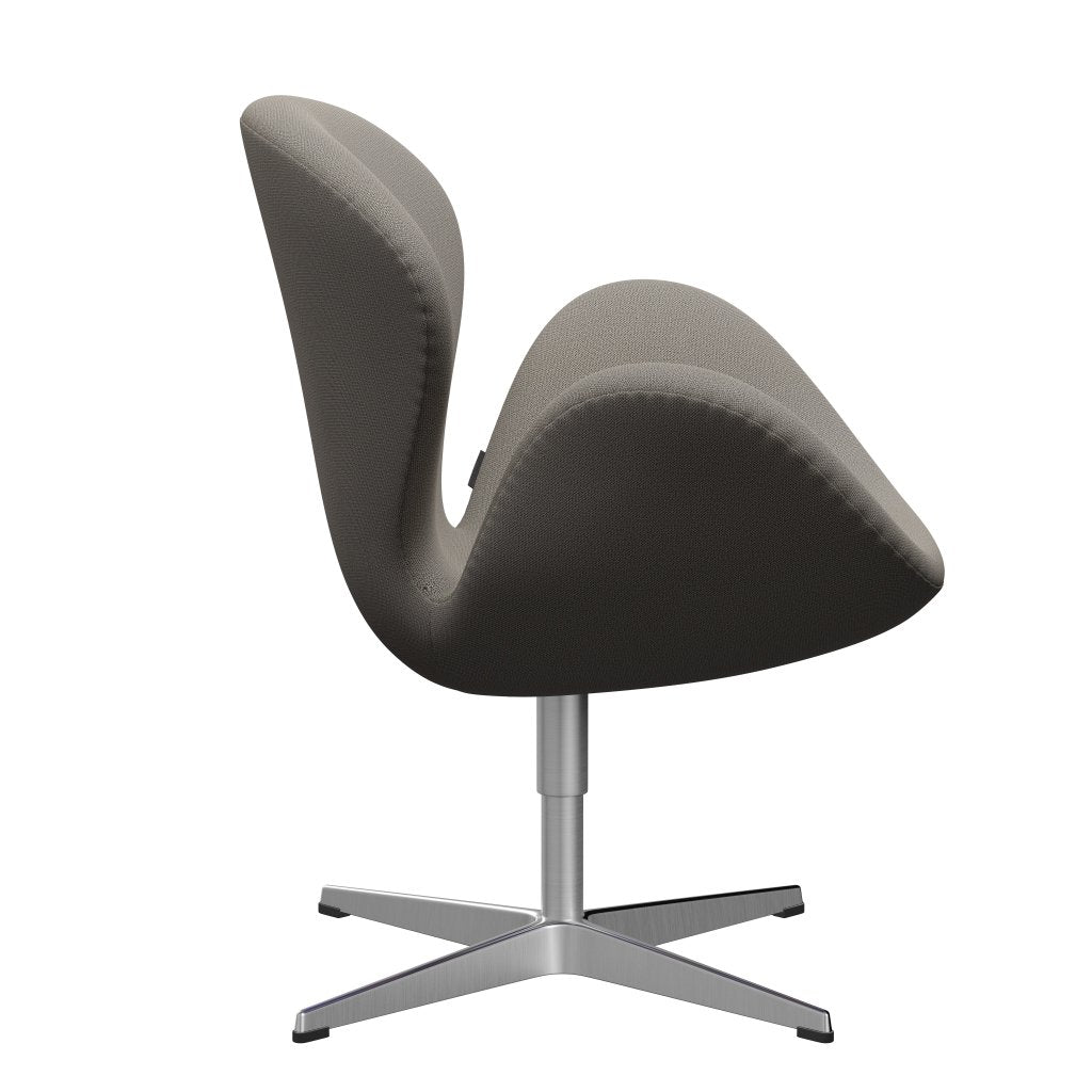 Fritz Hansen Swan Lounge Chair, Satin Brushed Aluminium/Capture Warm Grey
