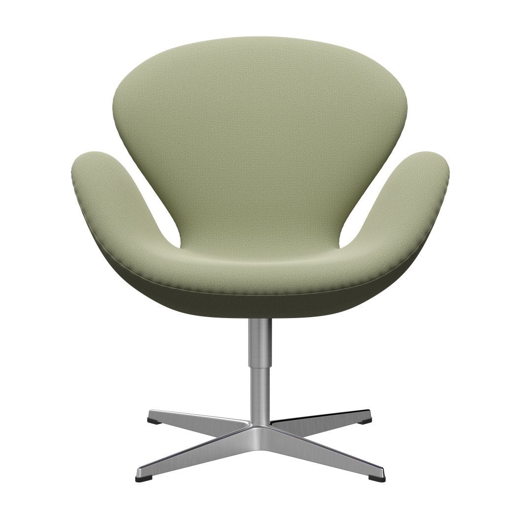 Fritz Hansen Swan Lounge Chair, Satin Brushed Aluminium/Capture Delicate Green