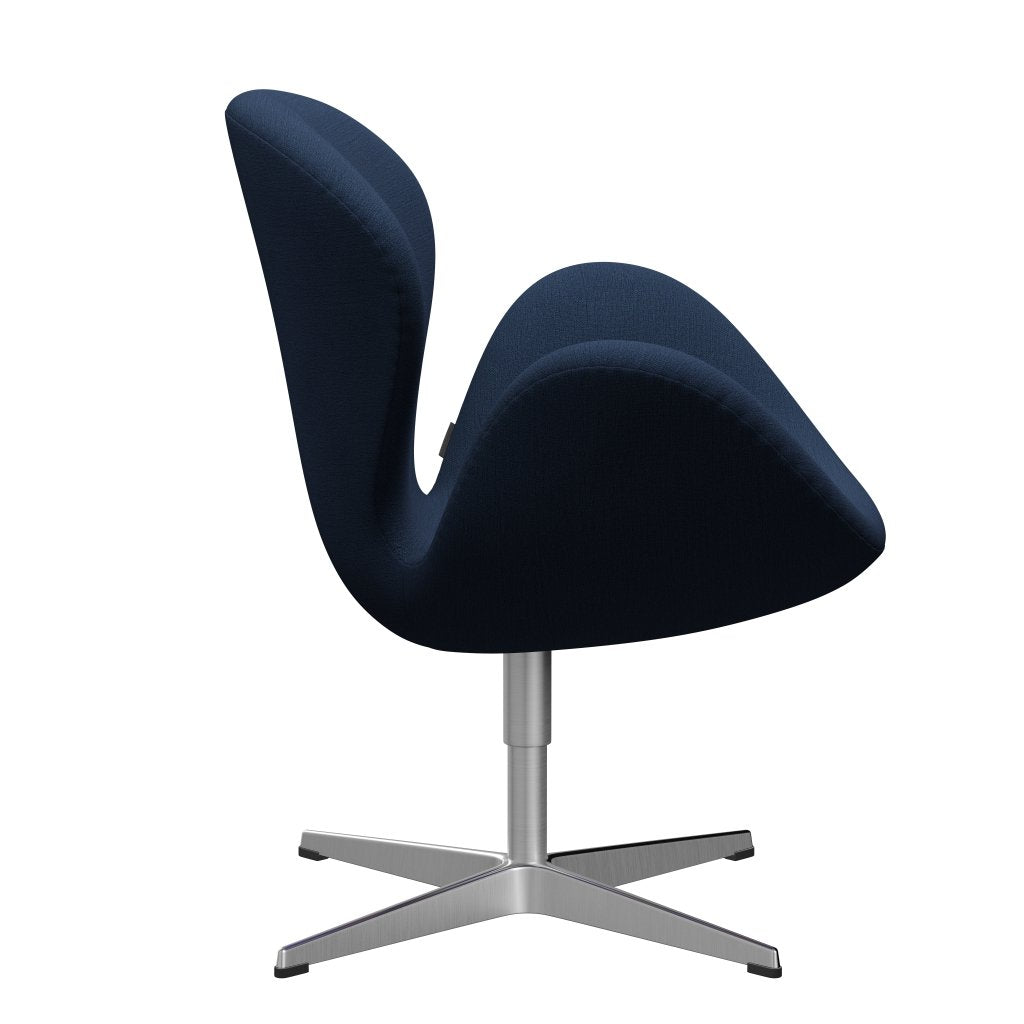 Fritz Hansen Swan Lounge Chair, Satin Brushed Aluminium/Christianshavn Blue