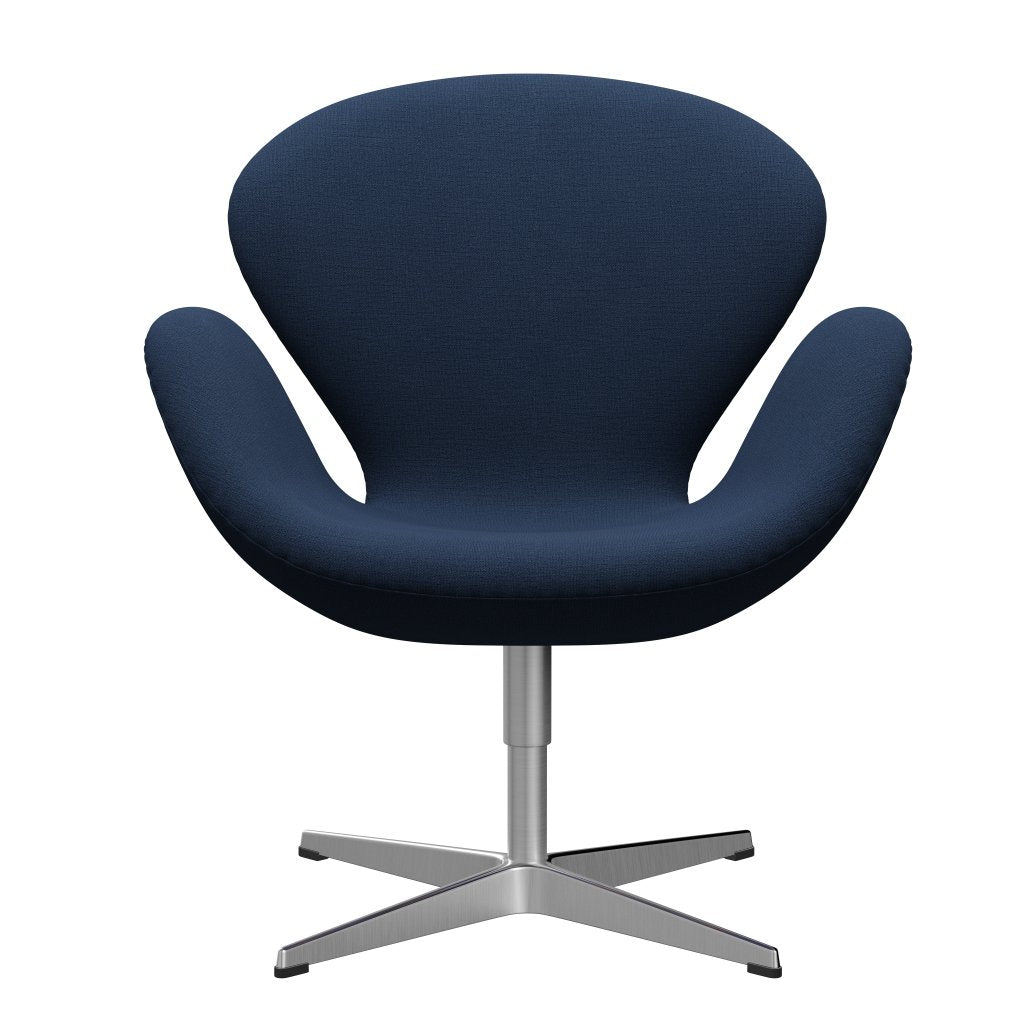 Fritz Hansen Swan Lounge Chair, Satin Brushed Aluminium/Christianshavn Blue
