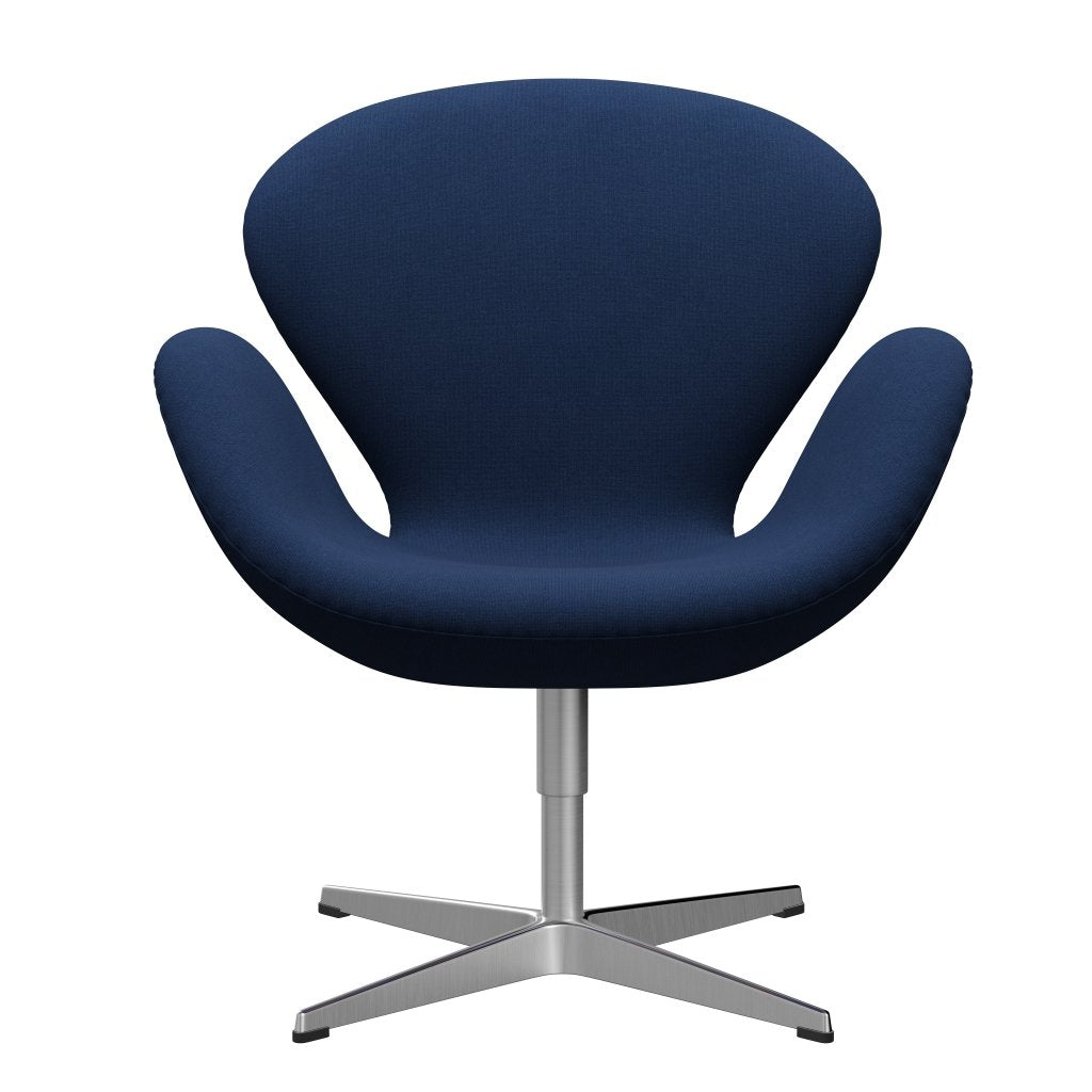 Fritz Hansen Swan Lounge Chair, Satin Brushed Aluminium/Christianshavn Blue Uni