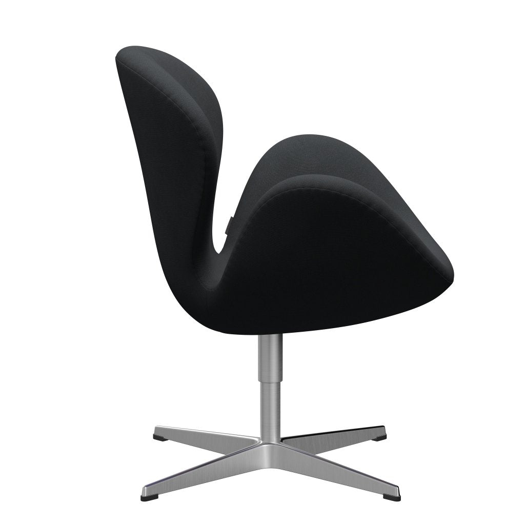 Fritz Hansen Swan Lounge Chair, Satin Brushed Aluminium/Christianshavn Dark Grey