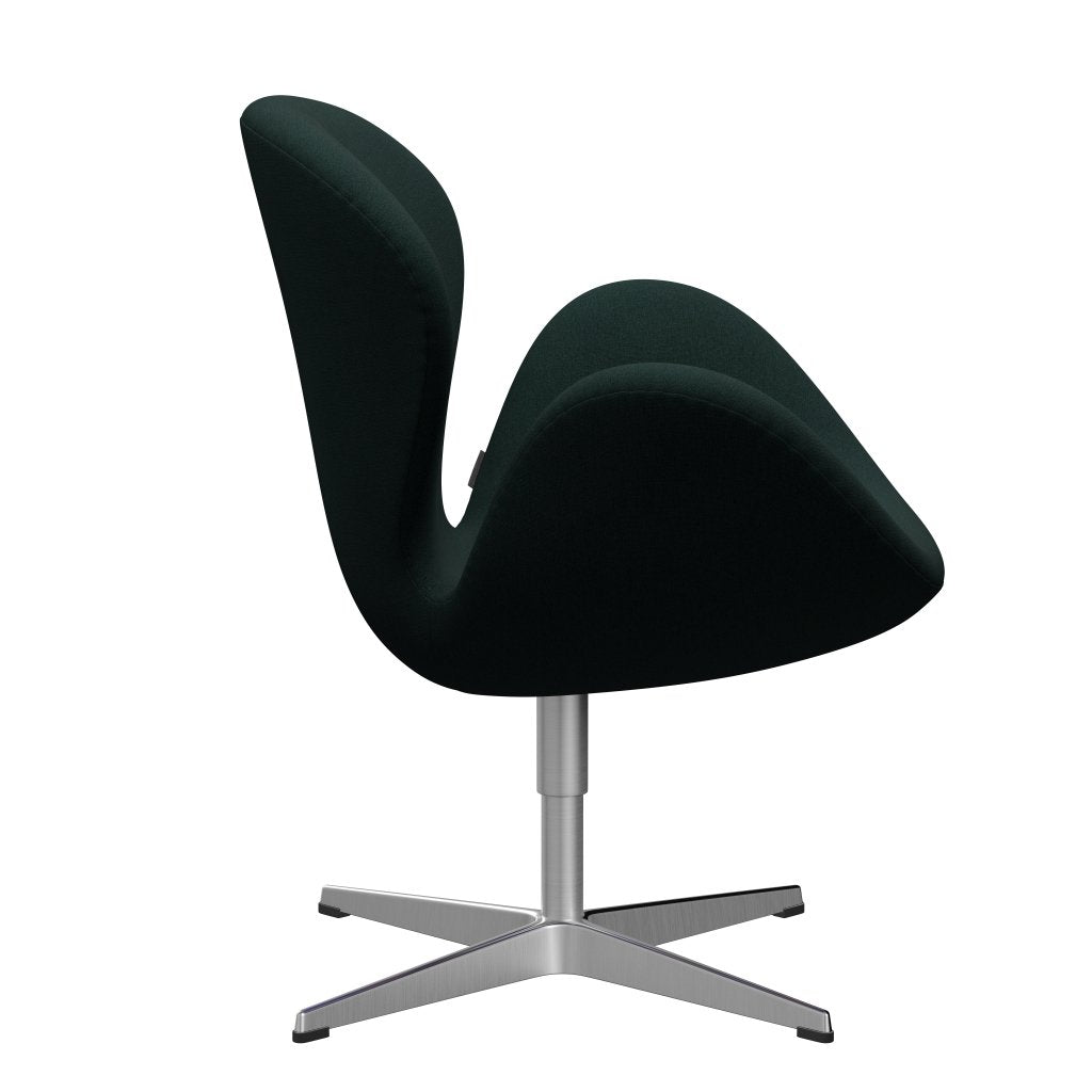 Fritz Hansen Swan Lounge Chair, Satin Brushed Aluminium/Christianshavn Dark Green
