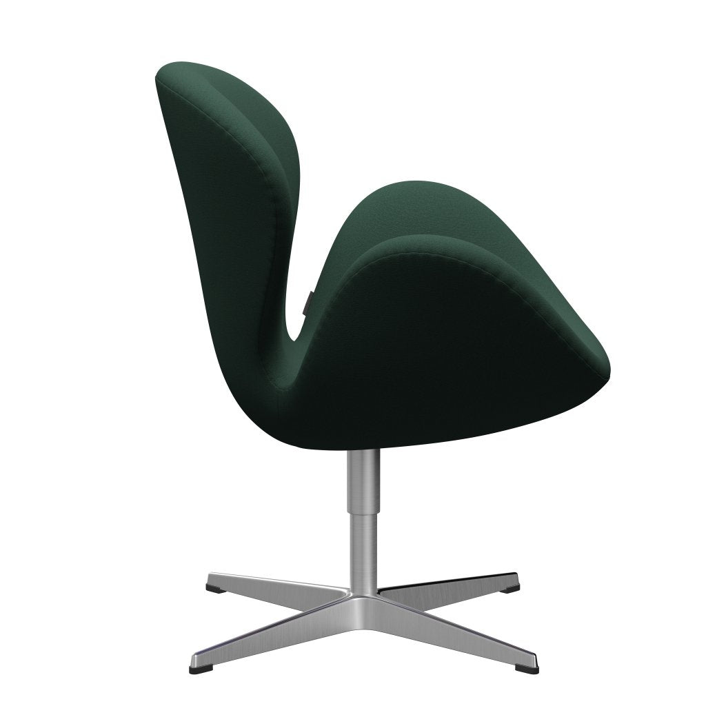 Fritz Hansen Swan Lounge Chair, Satin Brushed Aluminium/Christianshavn Dark Green Uni