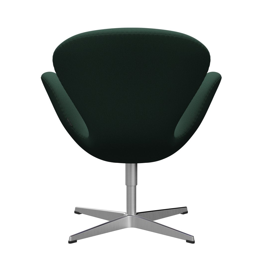 Fritz Hansen Swan Lounge Chair, Satin Brushed Aluminium/Christianshavn Dark Green Uni