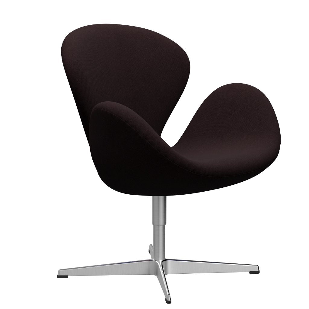 Fritz Hansen Swan Lounge Chair, Satin Brushed Aluminium/Christianshavn Dark Red Uni