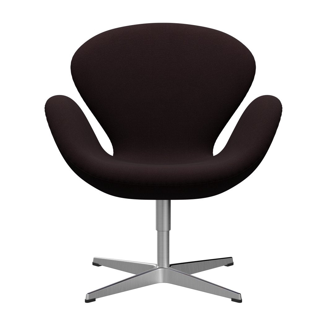 Fritz Hansen Swan Lounge Chair, Satin Brushed Aluminium/Christianshavn Dark Red Uni