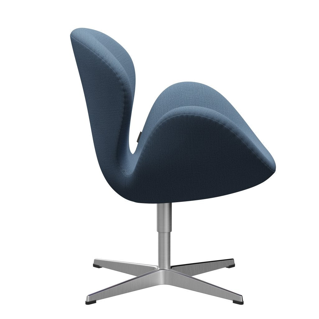 Fritz Hansen Swan Lounge Chair, Satin Brushed Aluminium/Christianshavn Light Blue