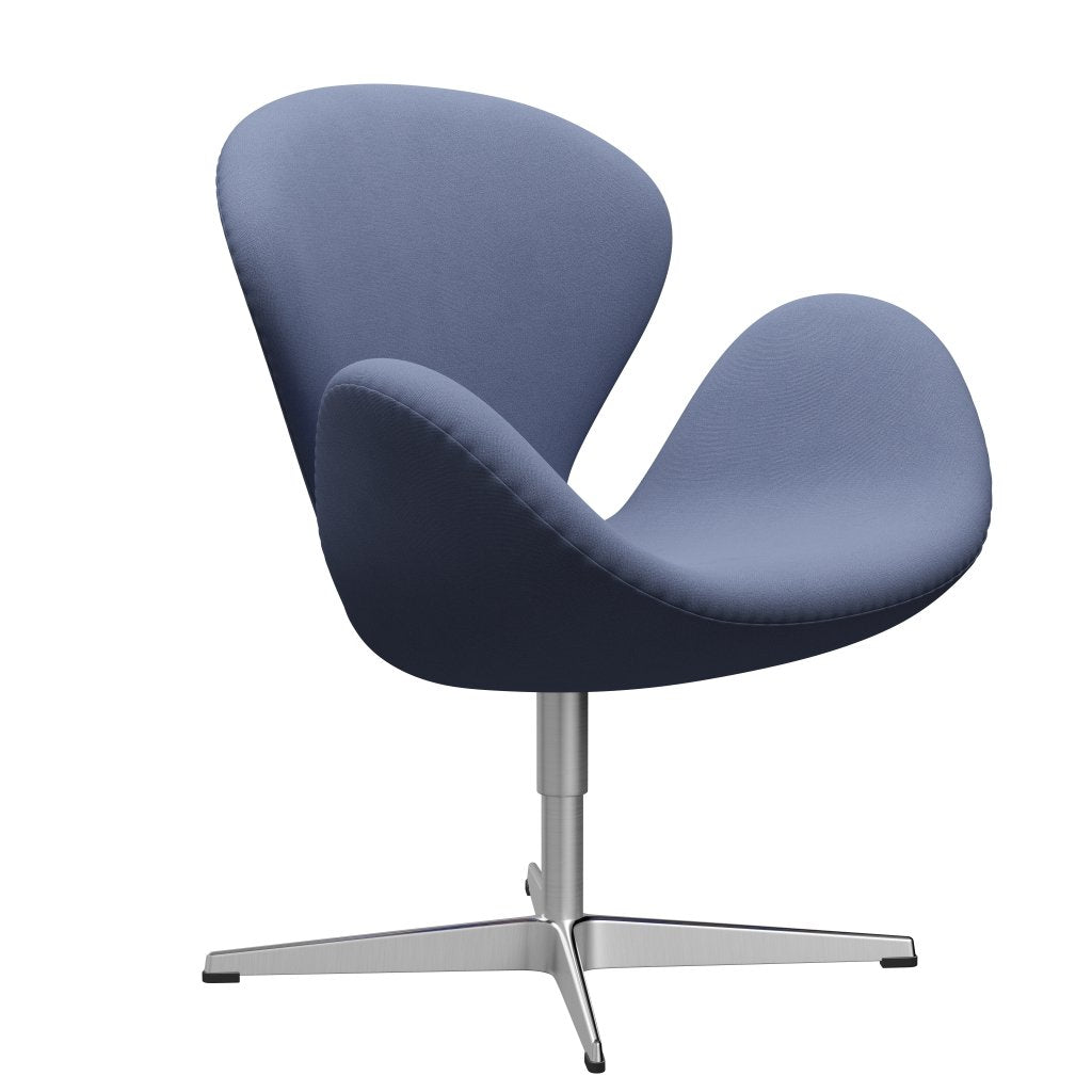Fritz Hansen Swan Lounge Chair, Satin Brushed Aluminium/Christianshavn Light Blue Uni