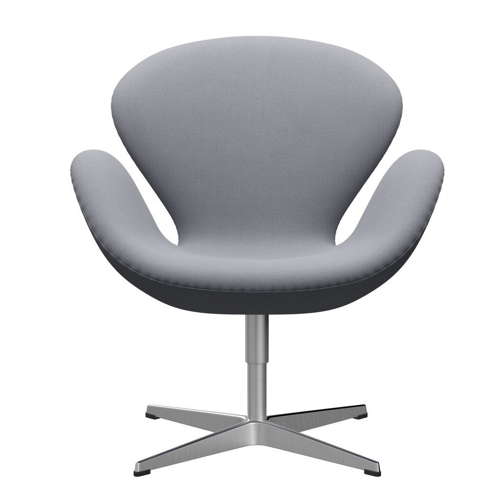 Fritz Hansen Swan Lounge Chair, Satin Brushed Aluminium/Christianshavn Light Grey Plain