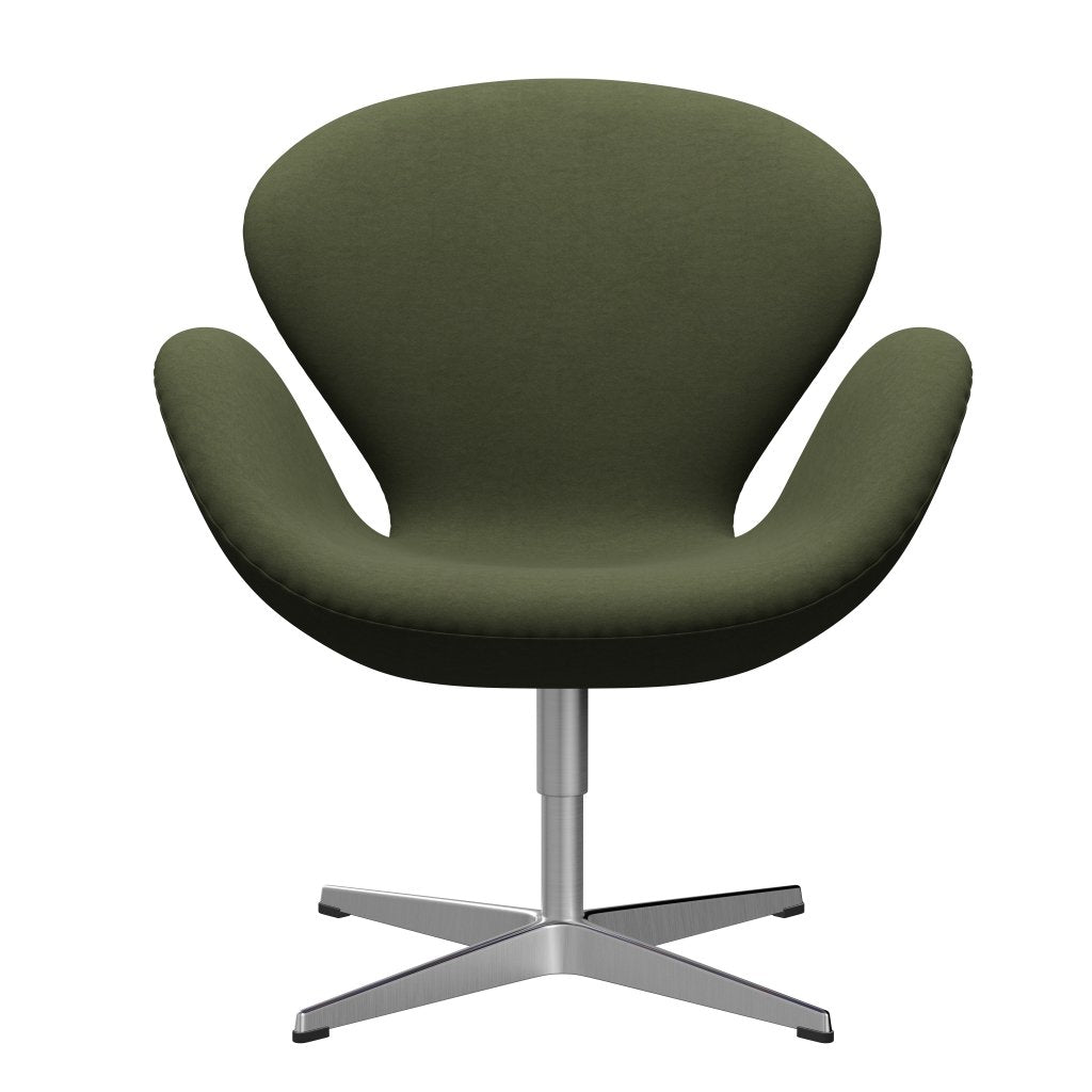 Fritz Hansen Swan Lounge Chair, Satin Brushed Aluminium/Comfort Green/Grey
