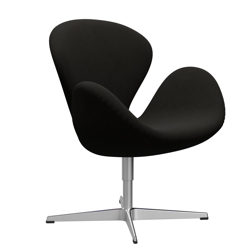 Fritz Hansen Swan Lounge Chair, Satin Brushed Aluminium/Comfort Black (61013)