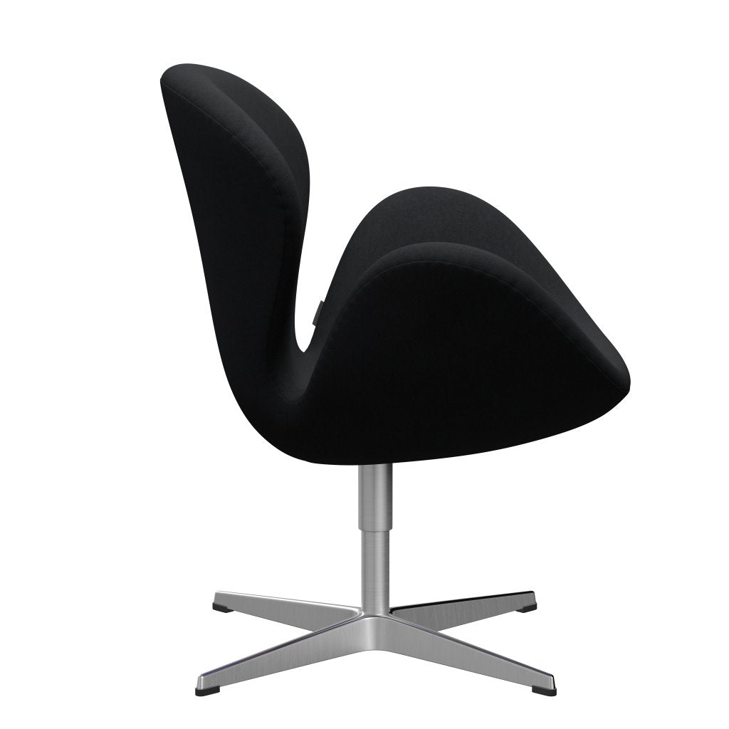 Fritz Hansen Swan Lounge Chair, Satin Brushed Aluminium/Comfort Black/Grey