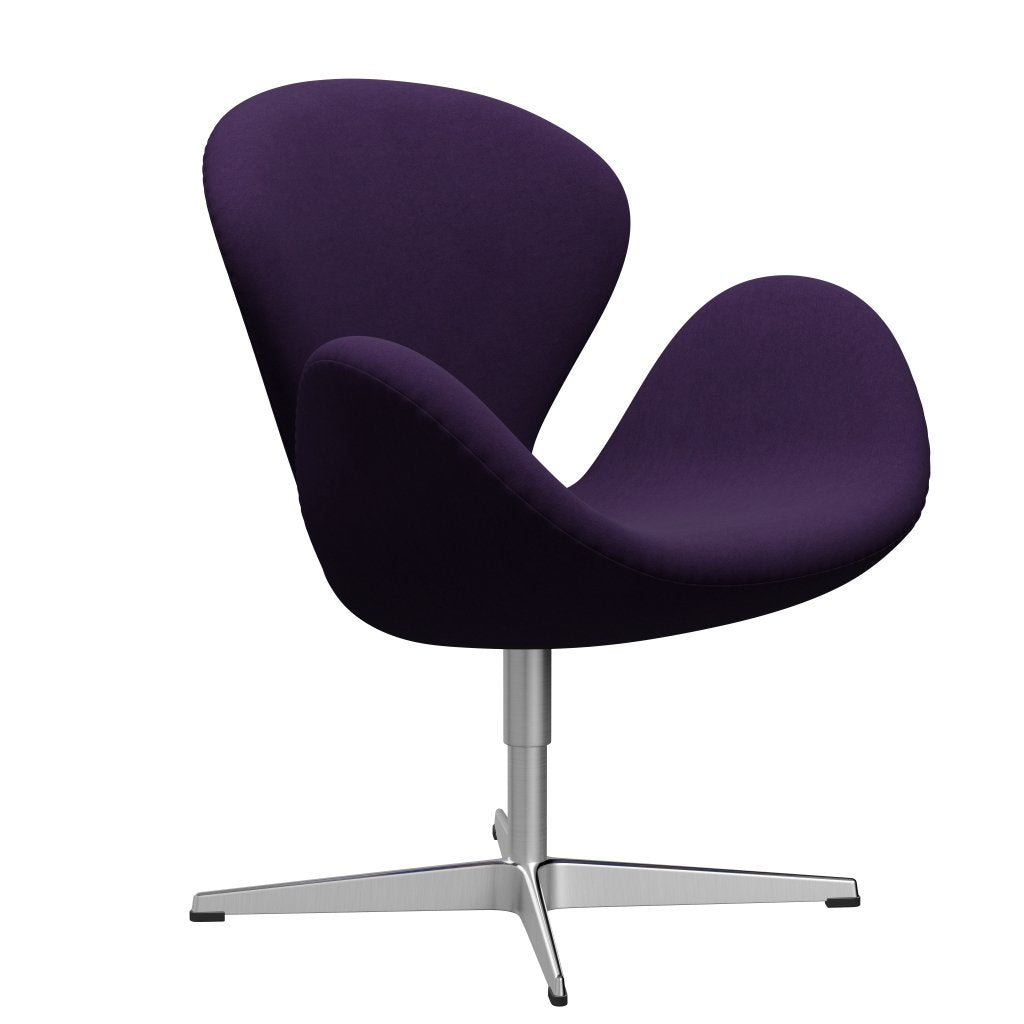 Fritz Hansen Swan Lounge Chair, Satin Brushed Aluminium/Comfort Violet Dark