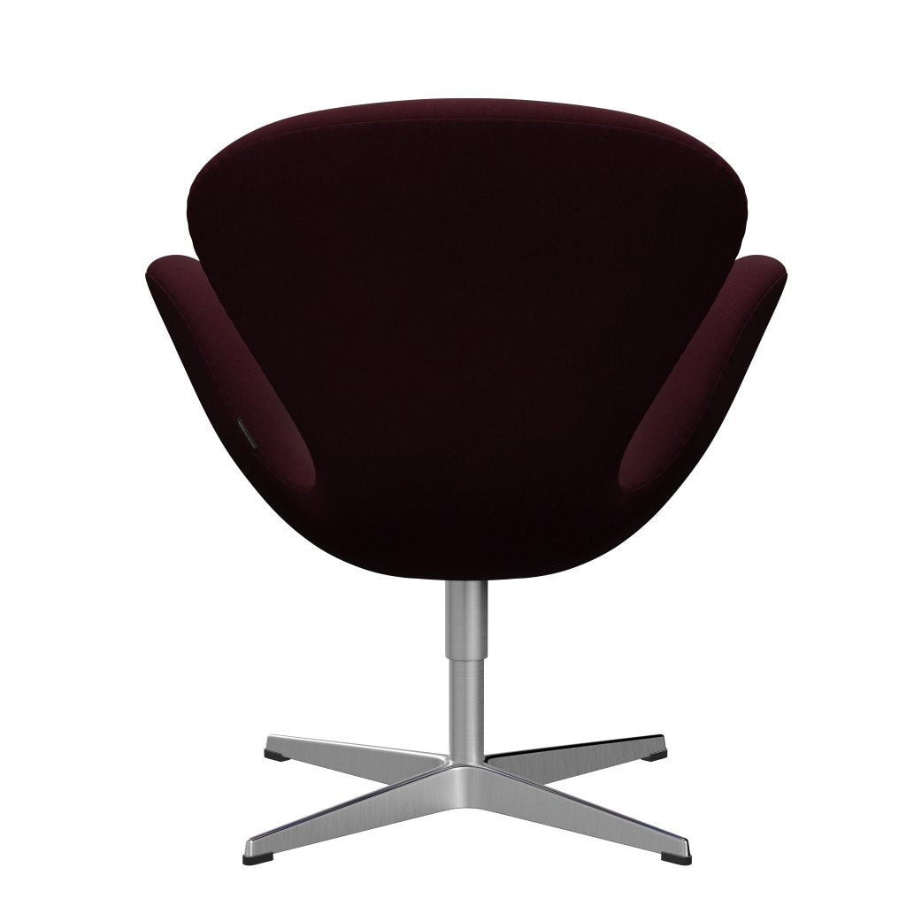 Fritz Hansen Swan Lounge Chair, Satin Brushed Aluminium/Comfort Violet/Dark Red