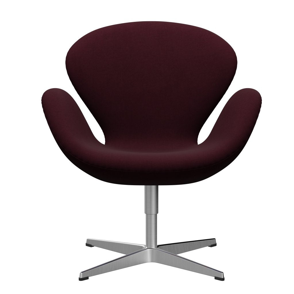 Fritz Hansen Swan Lounge Chair, Satin Brushed Aluminium/Comfort Violet/Dark Red