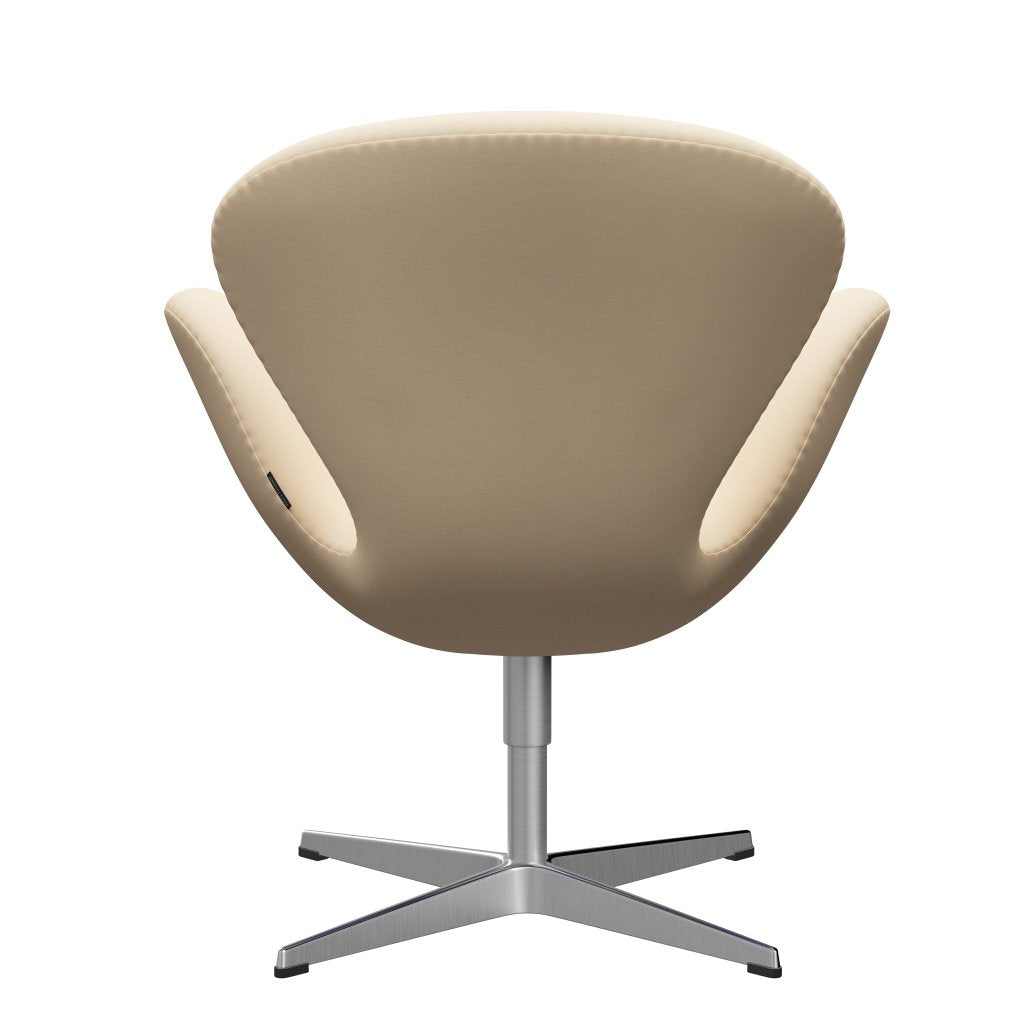 Fritz Hansen Swan Lounge Chair, Satin Brushed Aluminium/Comfort White/Beige