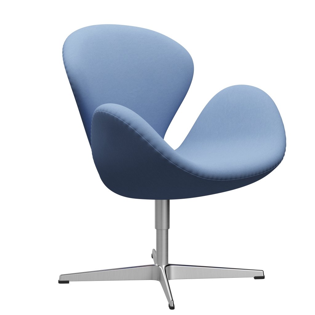 Fritz Hansen Swan Lounge Chair, Satin Brushed Aluminium/Comfort White/Blue