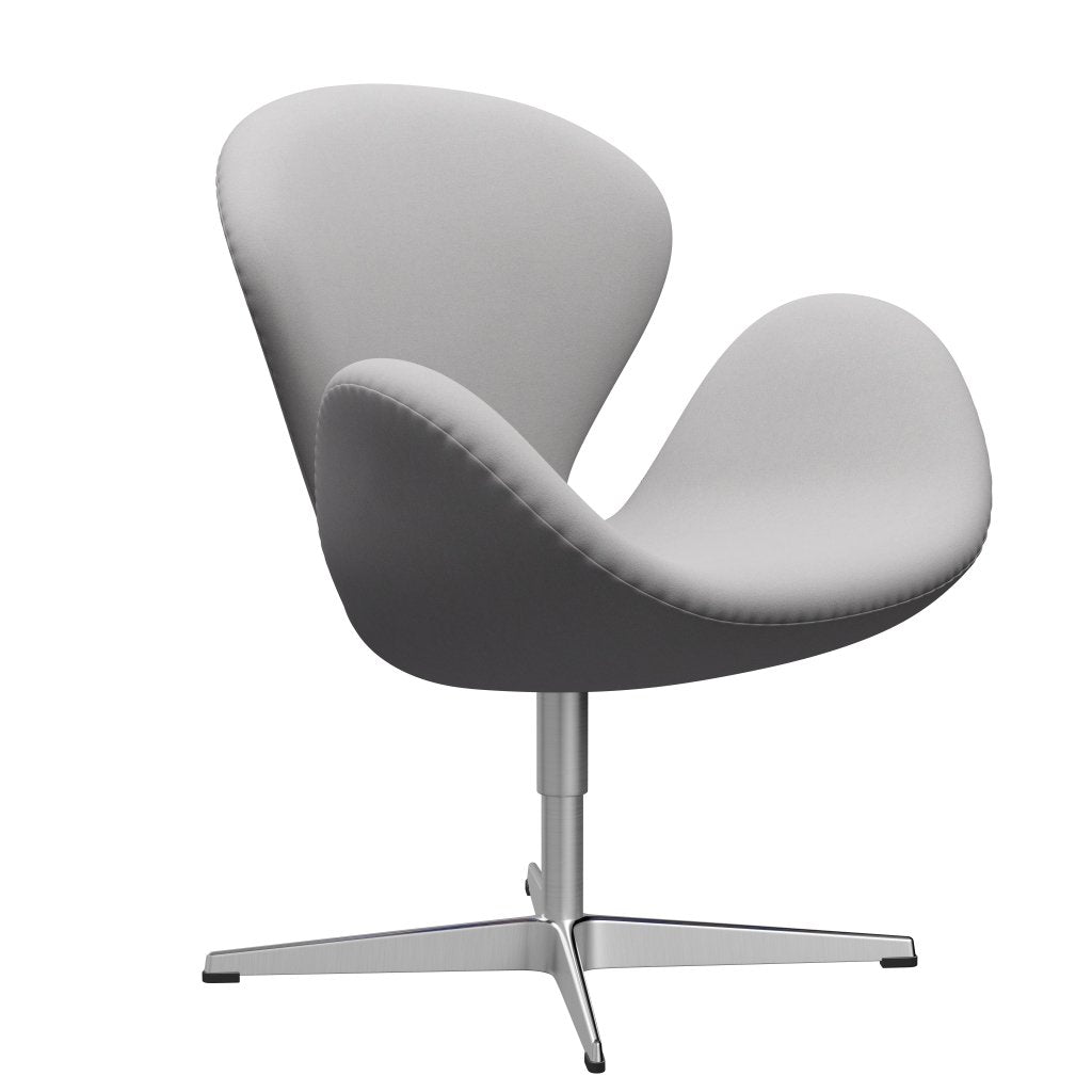 Fritz Hansen Swan Lounge Chair, Satin Brushed Aluminium/Comfort White/Grey