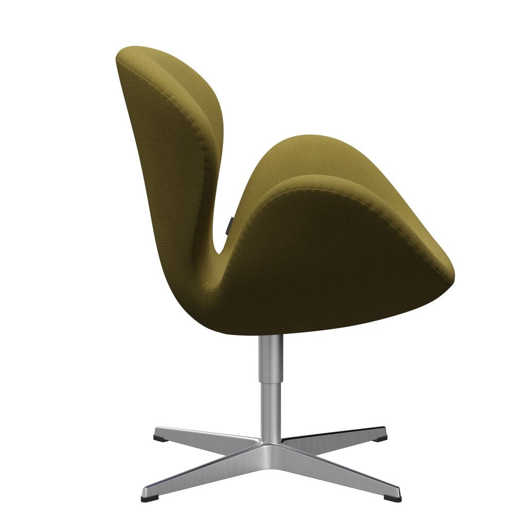 Fritz Hansen Swan Lounge Chair, Satin Brushed Aluminium/Diablo Autumn Green