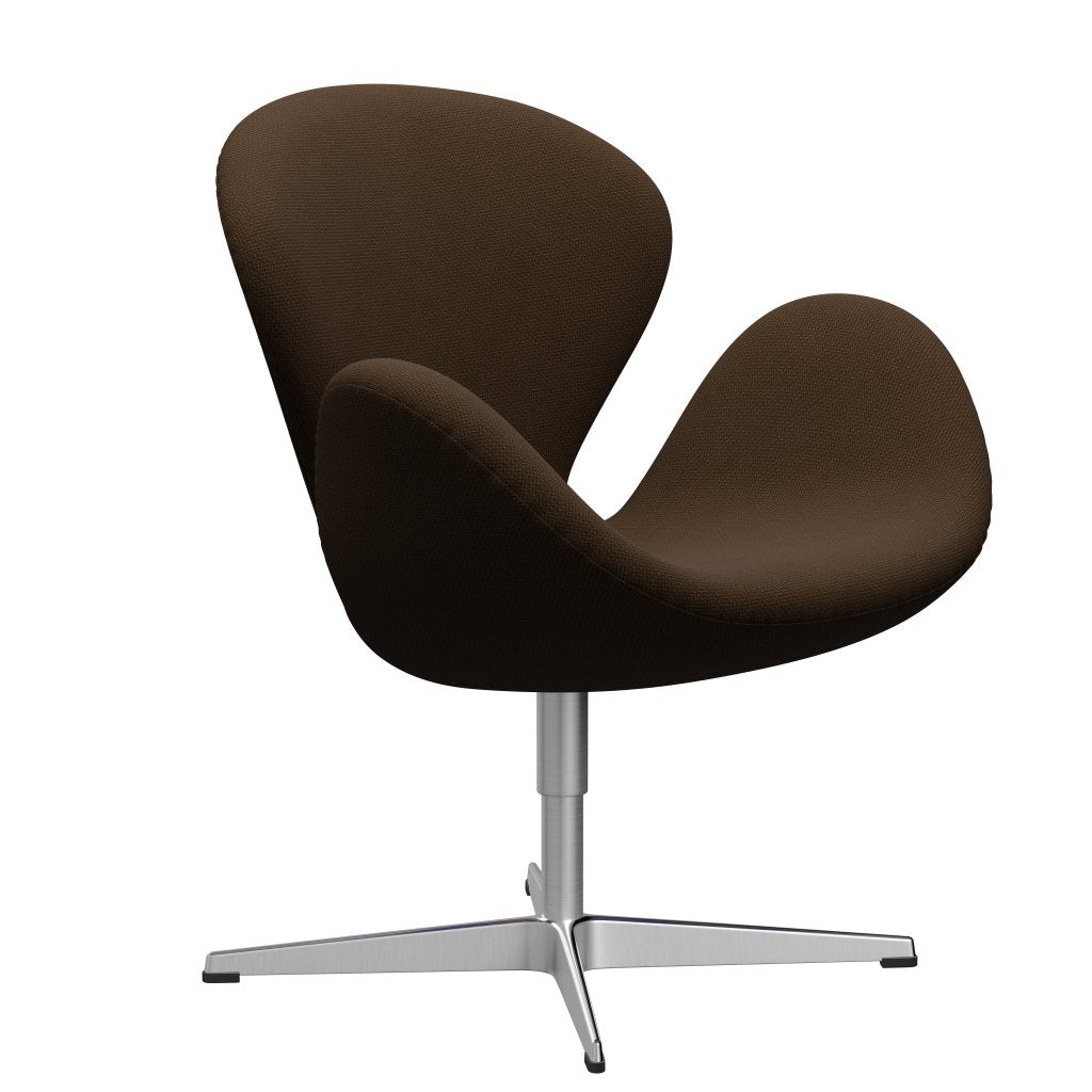 Fritz Hansen Swan Lounge Chair, Satin Brushed Aluminium/Diablo Chestnut