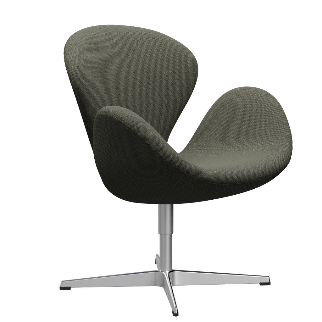 Fritz Hansen Swan Lounge Chair, Satin Brushed Aluminium/Diablo Warm Grey