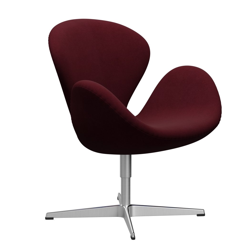 Fritz Hansen Swan Lounge Chair, Satin Brushed Aluminium/Divina Aubergine (671)