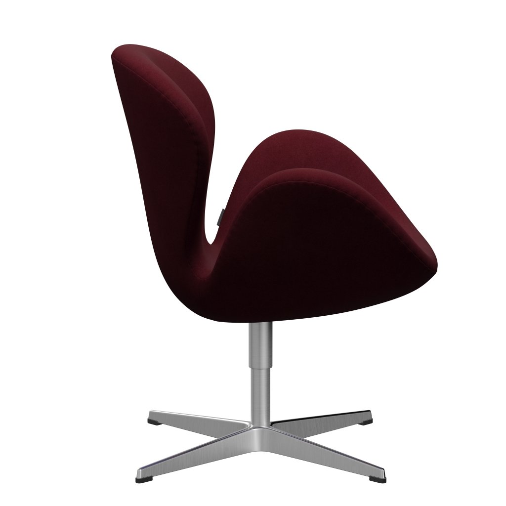 Fritz Hansen Swan Lounge Chair, Satin Brushed Aluminium/Divina Aubergine (671)